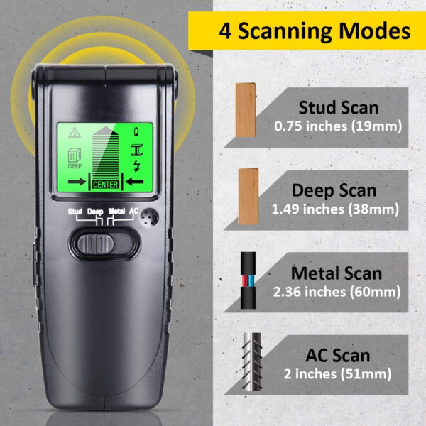 4 In 1 Electric Wood Detector Stud Finder Wall Scanner Sensor Wall Scanner With LCD Display For Wood AC Wire Metal Studs Detection - Image 6